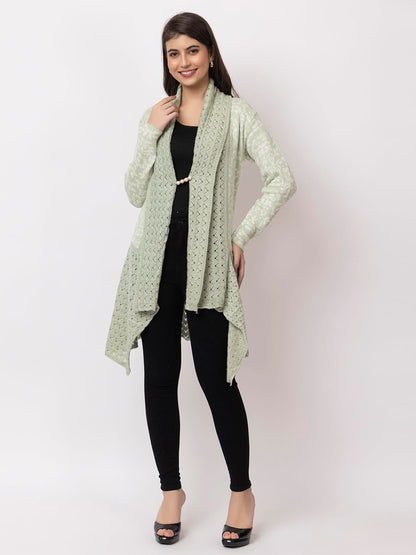 Dadu Dayal Women's Jacquard Woolen Shrug - Elegant, Warm, and Stylish Winter Wear for Casual and Ethnic Outfits