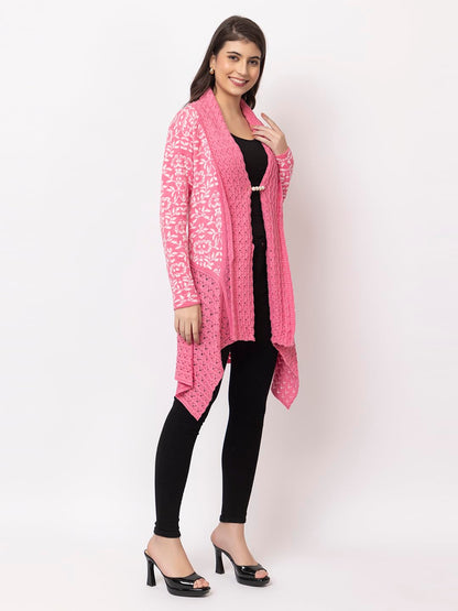 Dadu Dayal Women's Jacquard Woolen Shrug - Elegant, Warm, and Stylish Winter Wear for Casual and Ethnic Outfits