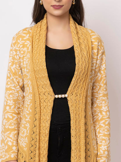 Dadu Dayal Women's Jacquard Woolen Shrug - Elegant, Warm, and Stylish Winter Wear for Casual and Ethnic Outfits