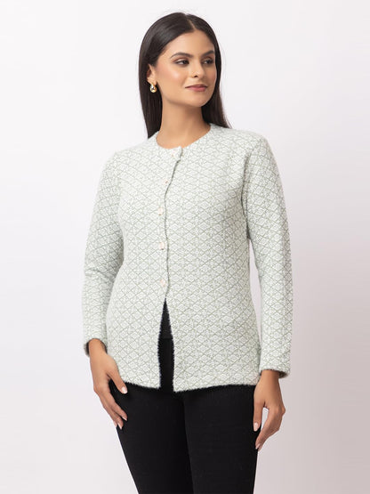 DADU DAYAL Women's Warm Woolen Cardigan - Stylish Full Sleeve Knitwear for Winter, Cozy & Elegant Sweater Symmetric Design