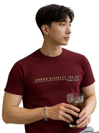 Men's Cotton Round Neck T-Shirt with Stylish Chest Print | Soft & Breathable Fabric | Half Sleeve Regular Fit Tee for Daily Use, Gym, Summer & Casual Wear